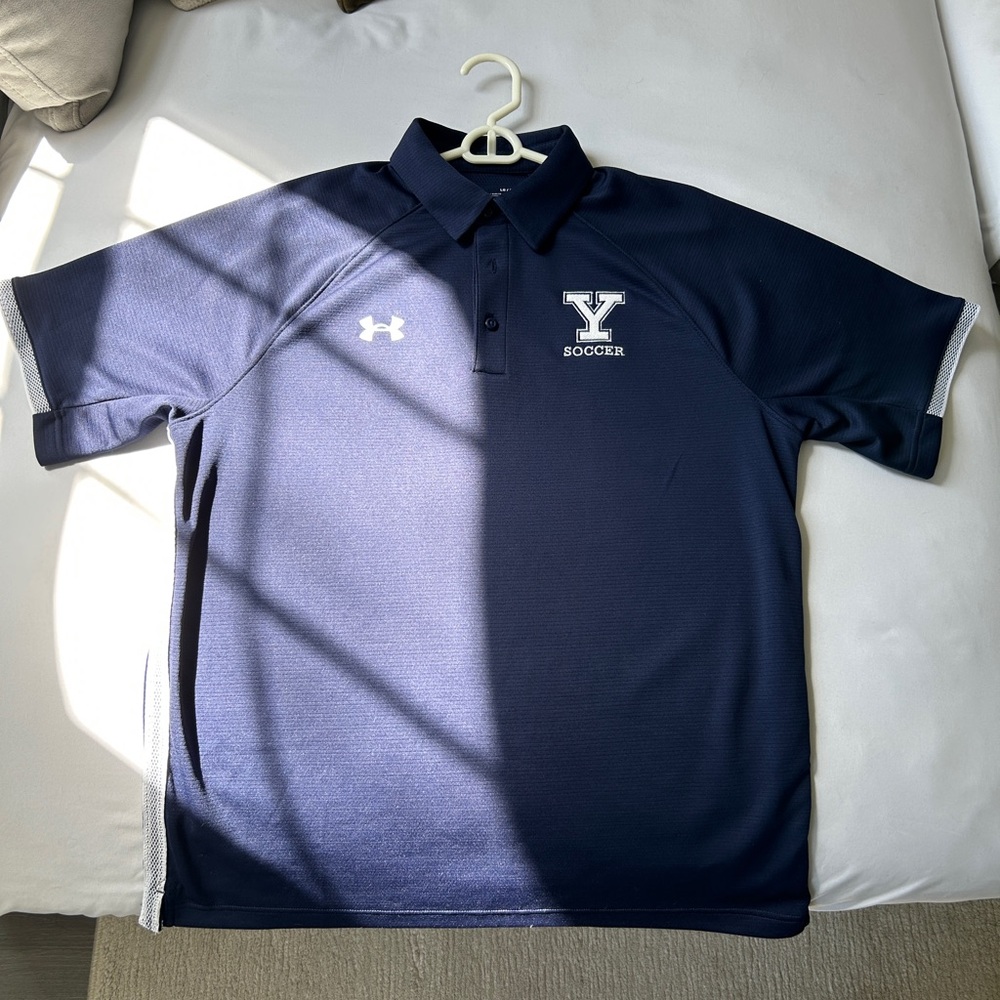 Under Armour Yale Soccer Polo Navy Blue and White